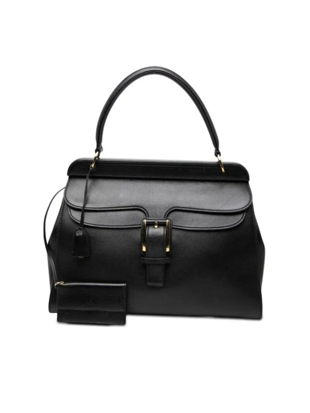 Gucci Handbag Black Leather with Logo Pouch